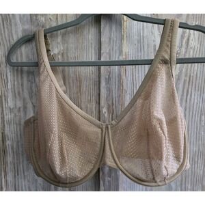 THIRDLOVE Unlined Modern Mesh Scoop Bra Beige 38F